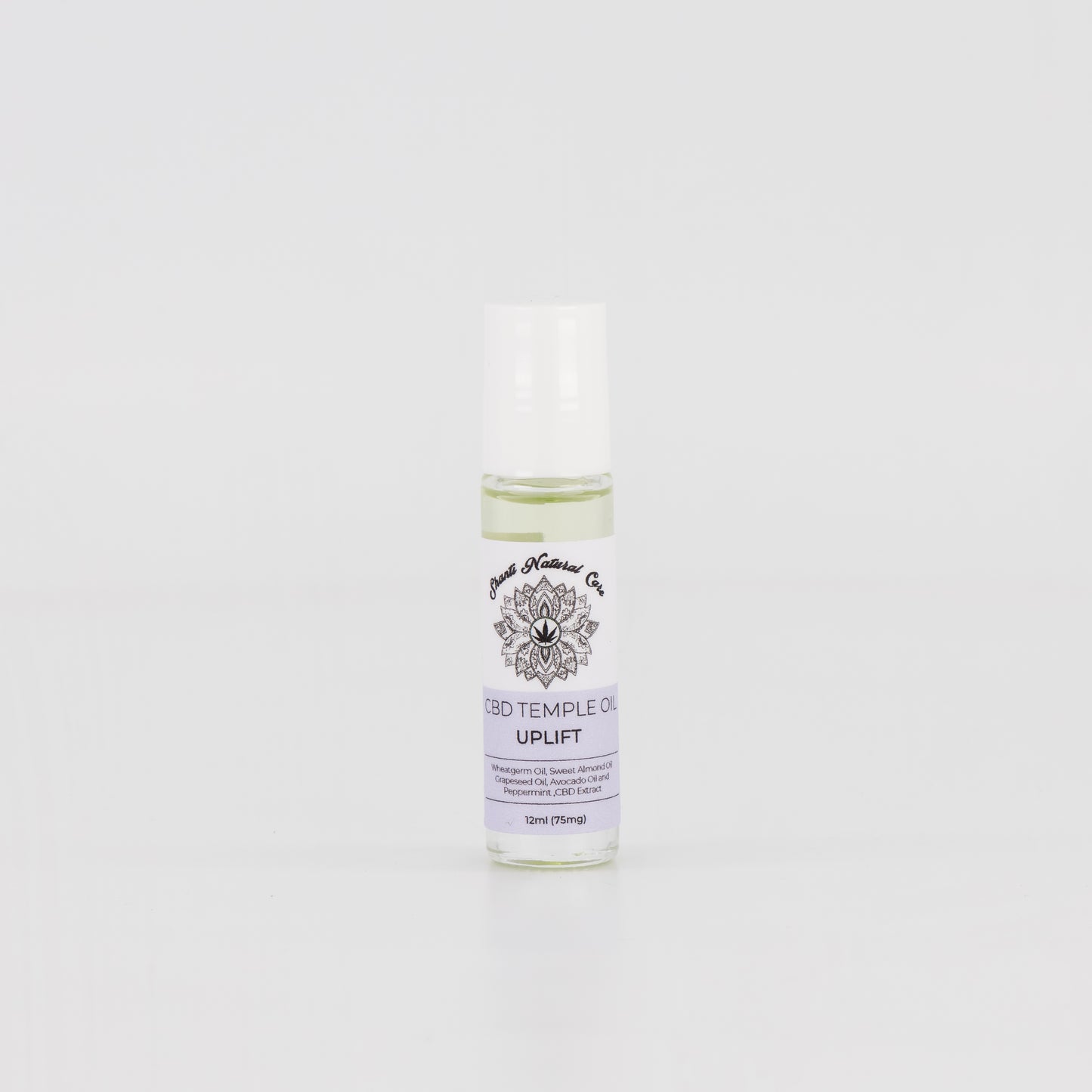Shanti Natural Care Uplift Temple Oil 75mg in a roll-on bottle for mood elevation and mental clarity.